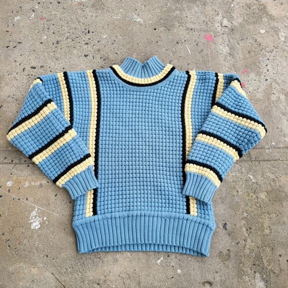 Vintage 70s Modell aus Wien Austrian Sweater Size S 40 Blue Wool Boxy Holiday - Picture 1 of 9